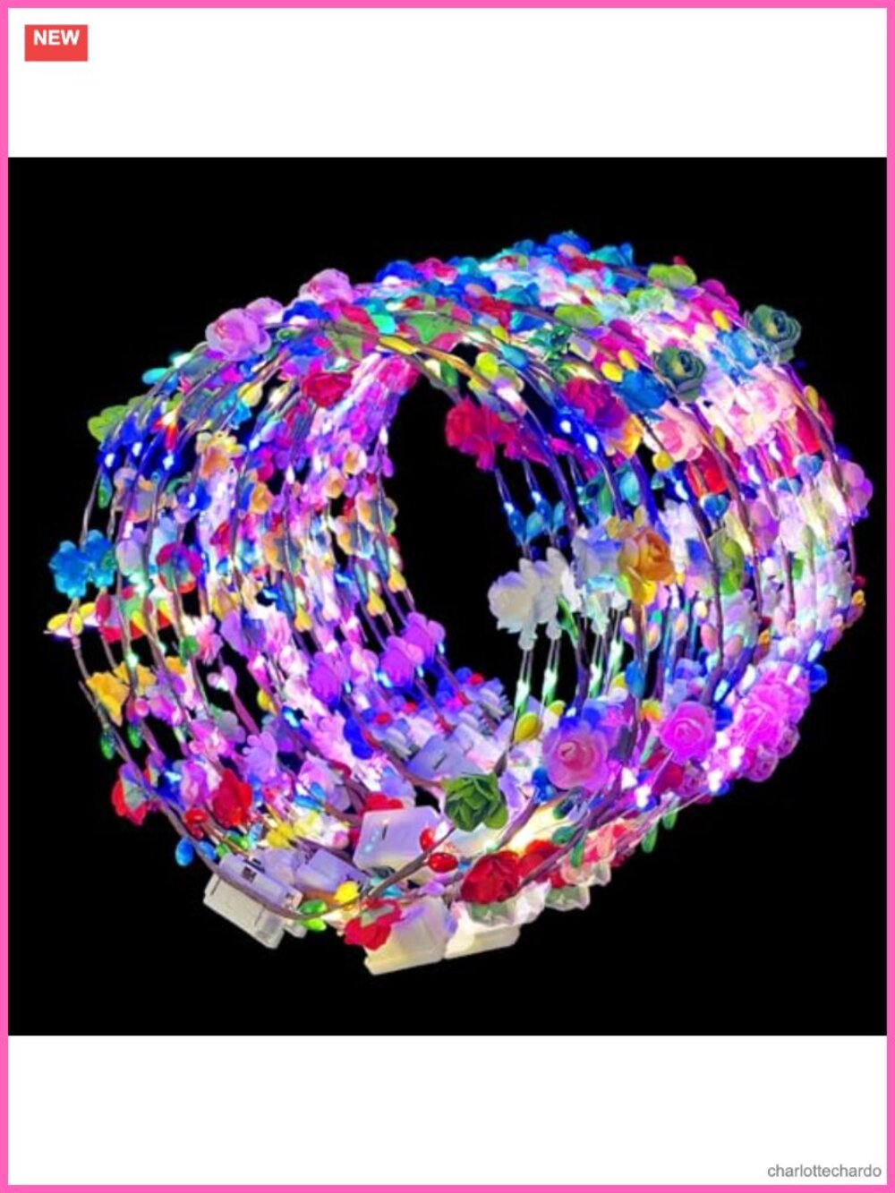 50 Pcs LED Flower Crown Headbands Light Up Party Tiara Accessories